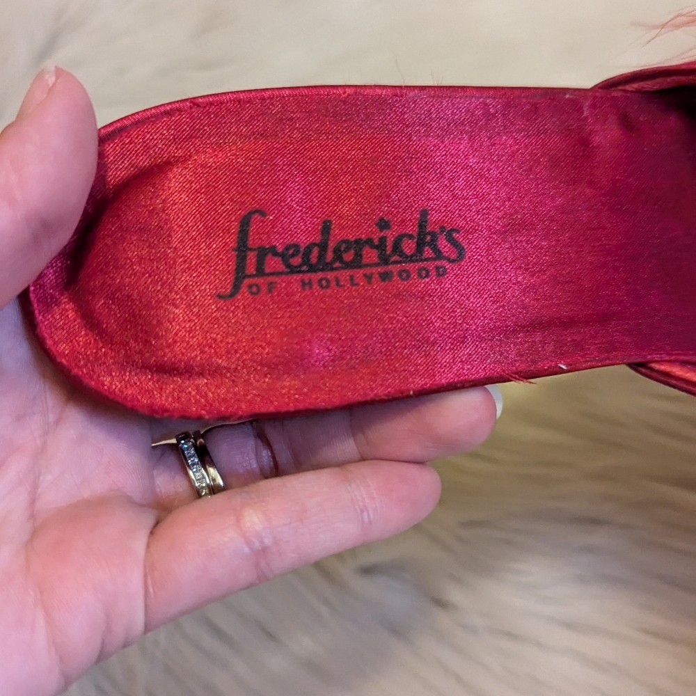 Vintage Fredrick's of Hollywood red feather open back heels size 9 - Picture 7 of 7